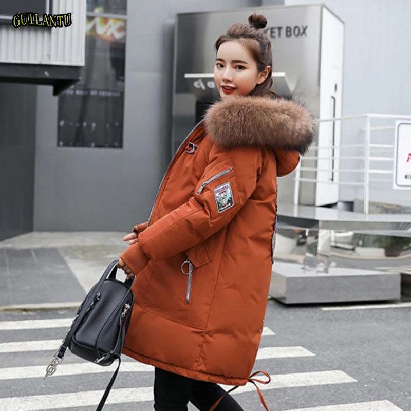

Winter Faux Fur Hooded Female Outerwear Medium Long Padded Cotton Quilted Jacket Coat Women Snow Warm Winter Parka Streetwear