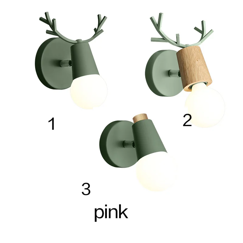 Visdanfo скандинавские креативные простые светодиодные Настенные светильники для гостиной, спальни, прикроватной тумбы, настенный светильник в виде рога для детской комнаты - Цвет абажура: green