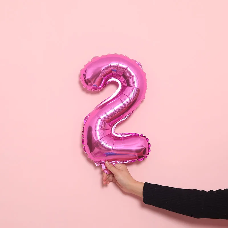 Starlzmu 10 шт. 16 дюймов розовый Количество воздушных шаров синий цифровой Фольга шар наряд для первого дня рождения рисунок воздуха воздушный шар для Бэйби Шауэр украшения - Цвет: 16inch Pink 2