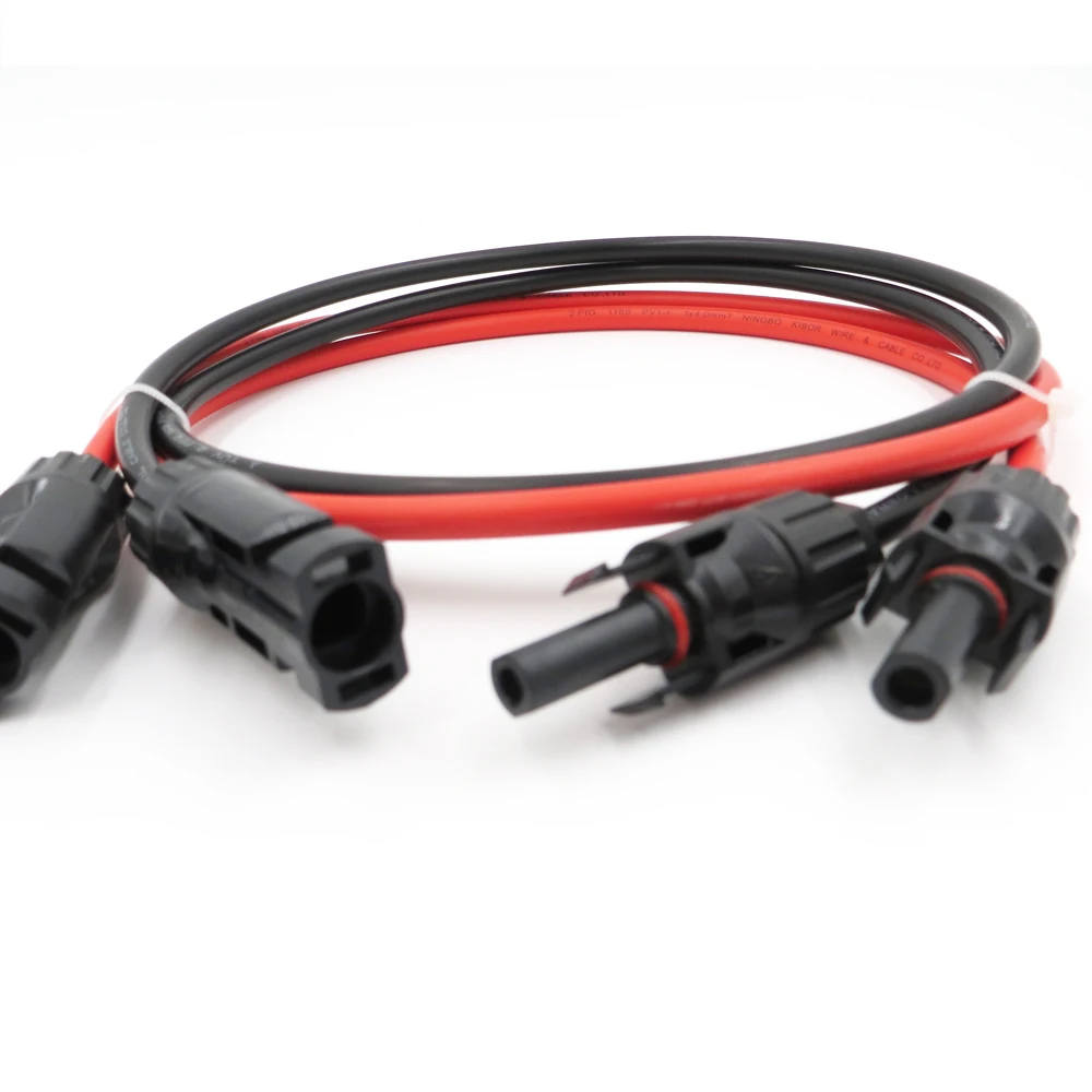 

1Pair x 4mm2 12AWG 1m 2m 3m 5m 10m extend cable MC4 Connector male female Extension Connect branch red black parallel Series