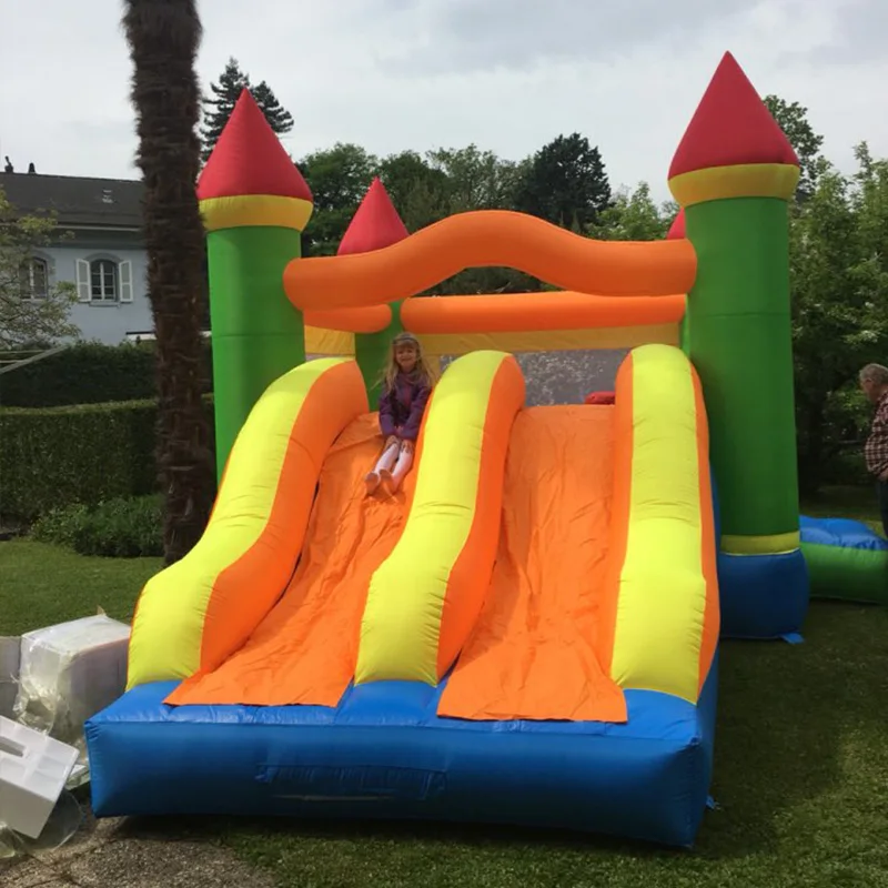 

Giant dual slide inflatable castle jumping bouncer obstacle course bouncy castle moonwalk