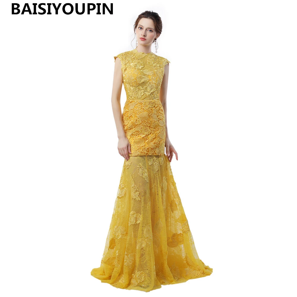 yellow engagement dress
