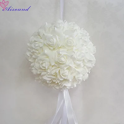 Aisound 1" 28 см Свадебные украшения в центре цветок шар искусственный цветочный композиция целующийся шар Свадебные или вечерние 1 шт - Цвет: Snow white