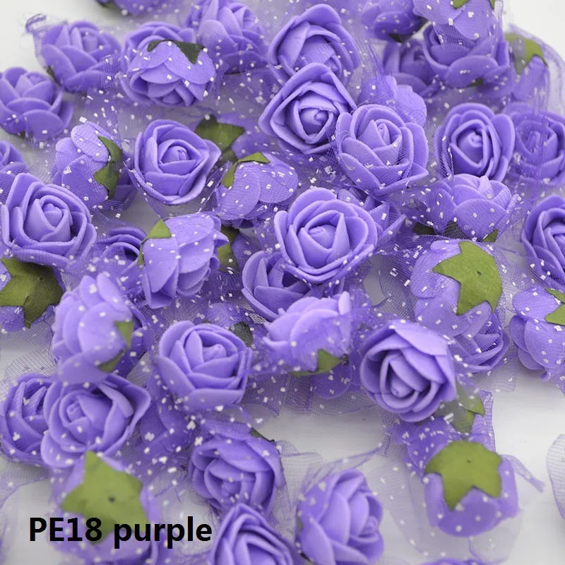 50 шт. 2 см мини ПЭ пены розы искусственные цветы для свадебной вечеринки украшения дома DIY плюшевый медведь венок Ремесло Цветок букет - Цвет: PE18 purple