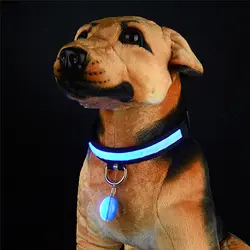 Собака светодио дный яркое ожерелье с подвеской безопасности щенок кошка Ночник мигает ошейник Светящиеся яркие светящиеся в темноте