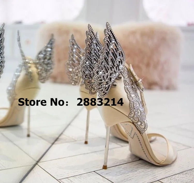 

Luxury Style Butterfly Wings Women High Heels Bowtie Summer Shoes Sandals Woman Open Toe Ankle Strap bowknot Party Shoes Pumps