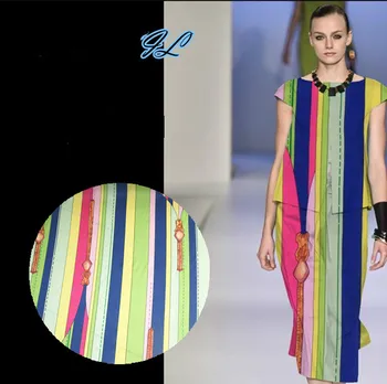 

114cm rainbow stripe silk fabric soft dress shirt crepe de chine silk fabric 15mm dress crepe fabric wholesale silk cloth