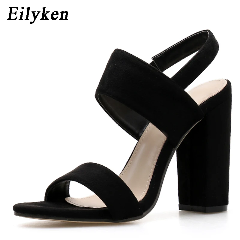 

Eilyken Women Sandals Sexy High Heel Elegant Flock Platform Elastic band Open Toe Pumps Party Shoes Gladiator Shoes
