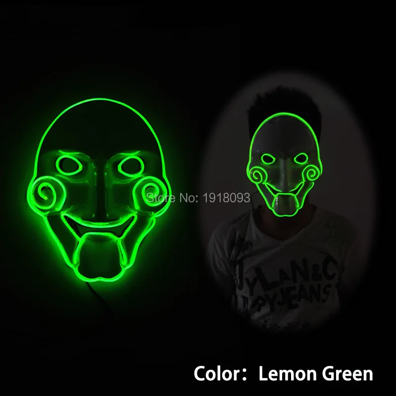 10 Цвета выберите Батарея питание EL Провода маска Мода мигает Бензопилы led маска как Оригинальные светильники из Вечеринка