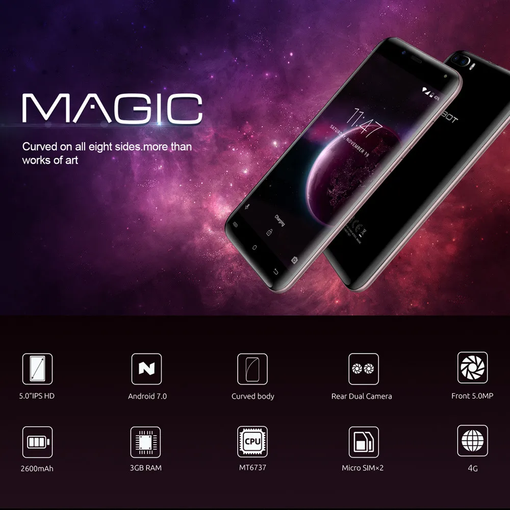 

Cubot Magic MT6737 Quad Core Android 7.0 3GB+16GB Smartphone 5.0 Inch HD Display Apr19