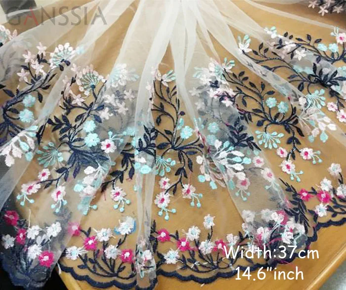 

1meter/lot Width:37cm Color flower exquisite mesh embroidery lace, embroidered lace for diy,sewing accessories(ss-627)