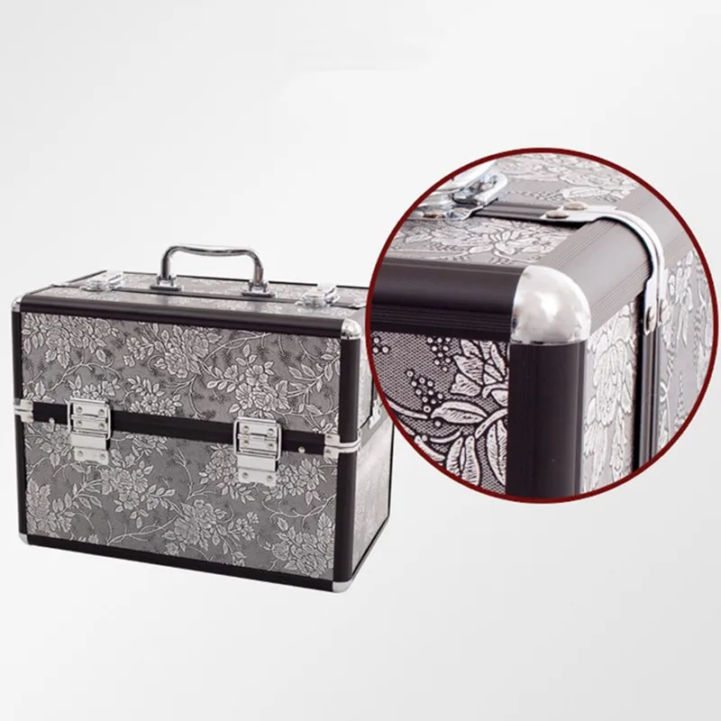Профессиональный алюминиевый сплав ящик для инструментов чемодан косметический Чехол, ювелирный ящик для хранения косметики подарок для свадьбы дня рождения дорожная сумка для багажа