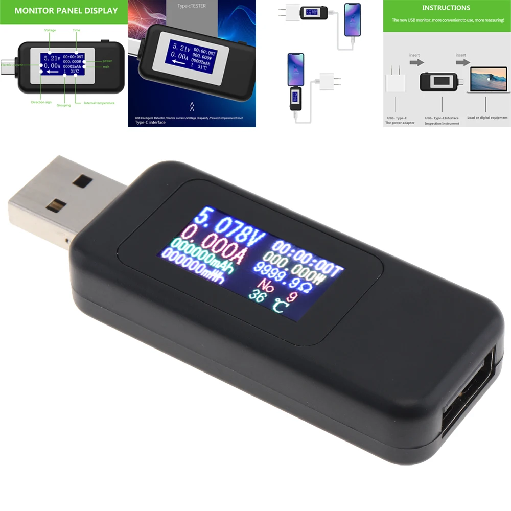 

KWS-MX18 10 in1 Digital LCD Display USB Tester Voltage Current Tester Power Meter Timing Ammeter USB Charger Tester Detector