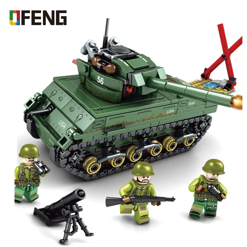 

Military Series M4 Sherman Medium Tank model building blocks Empires Army figure bricks Compatible toys children gift