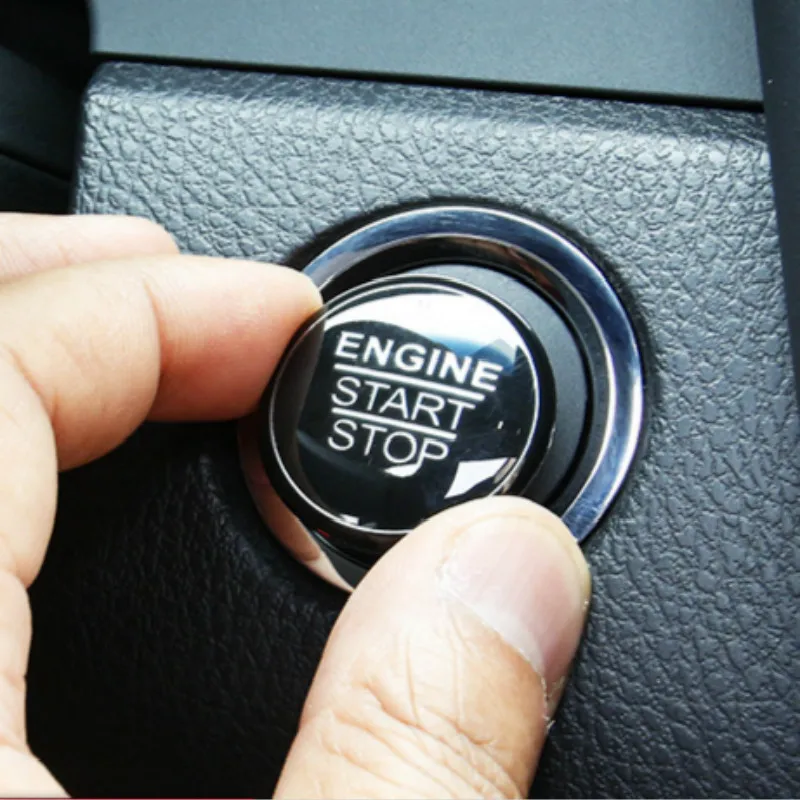 Tanie Naklejki do wnętrza samochodu nowa osłona przycisku silnika ze stopu Aluminium pierścień wykończenia dla