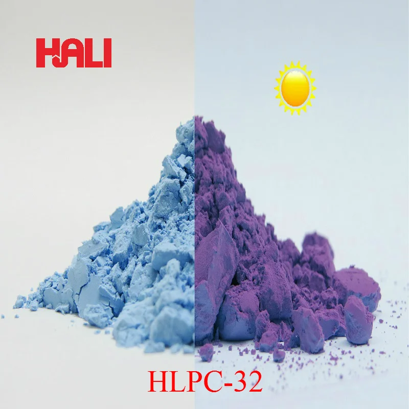 

sell two color change photochromic pigment,sunlight react pigment powder,1lot=100gram HLPC-32 blue to purple, free shipping