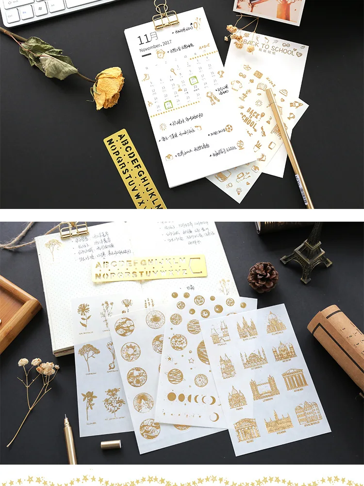11 Стиль Золото 1 лист DIY дизайн наклейки в качестве подарочной бирки декорация для рождественского подарка Скрапбукинг DIY стикер