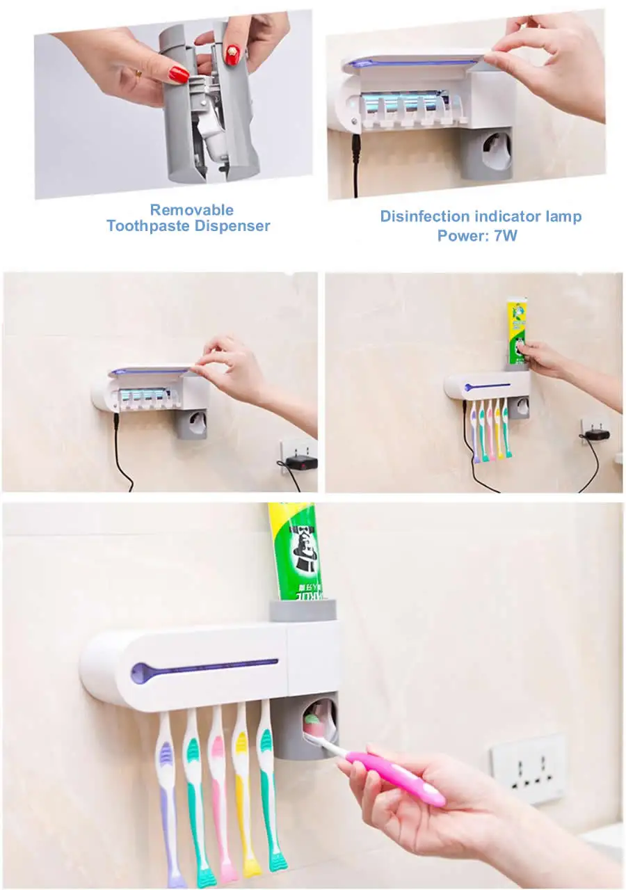 Мох с антибактериальным покрытием UV светильник ультрафиолетового Зубная щётка стерилизатор Автоматический Диспенсер зубной пасты, для зубной щетки держатель Очиститель