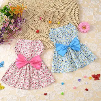 

Pet Cat Clothes Dog Clothes Floral Dress Small Medium Pet Cats Dogs Skirts Spring And Summer 2 Color XS-L Pet Supplies Cute Bow