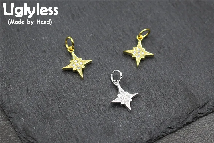 

Uglyless Real S 925 Sterling Silver Stars Charms Accessories Jewelry DIY Sparkly Crystal Pendants MINI Handmade Findings Bijoux