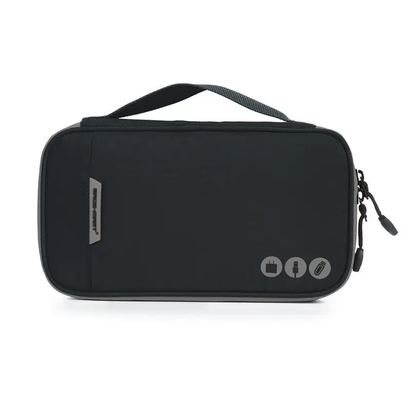 Bagsmart, дорожные электронные аксессуары, сумки, кабель для передачи данных, провод для наушников, линия питания, органайзер, сумка, чехол для флэш-диска, цифровая сумка - Цвет: Black and Gray