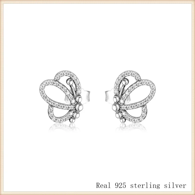 

Earring 100% 925 Sterling Silver Butterfly Outlines Earring Studs Earrings for Women Gift FLE158