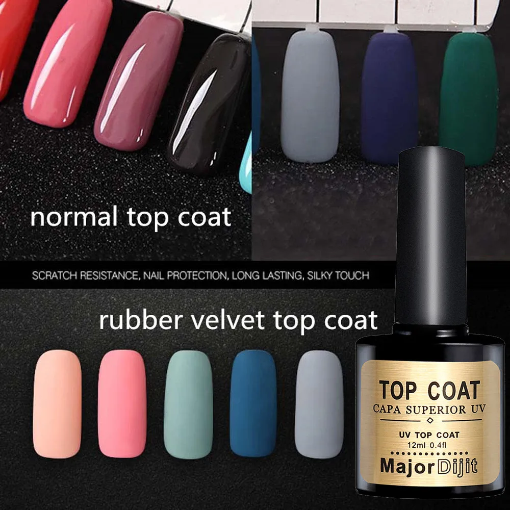 Rubber Nail Gel Polish Velvet Top Coat Long lasting Soak off LED poly