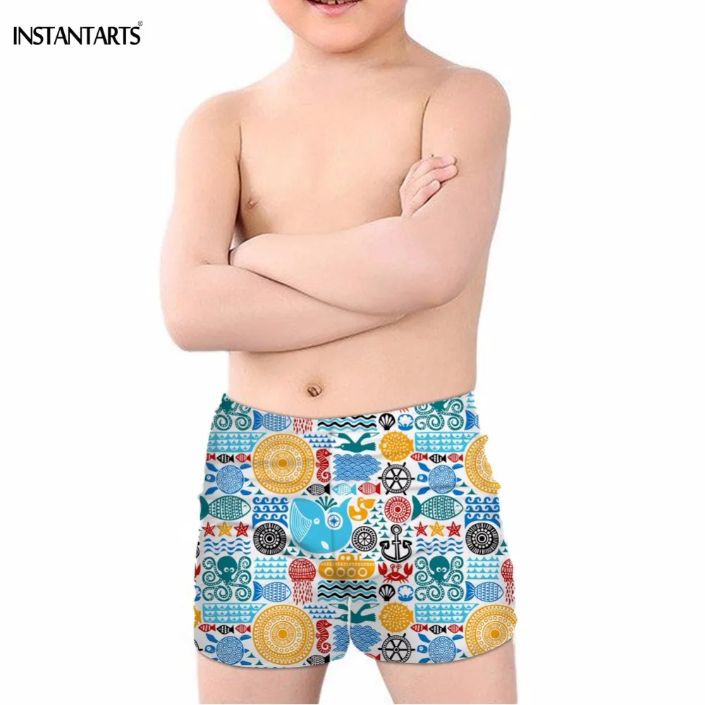INSTANTARTS/Новинка года; купальные костюмы для мальчиков; Kawaii Sea Animal Рыба Печать; детские плавки; купальный Летний Пляжный Купальник для детей