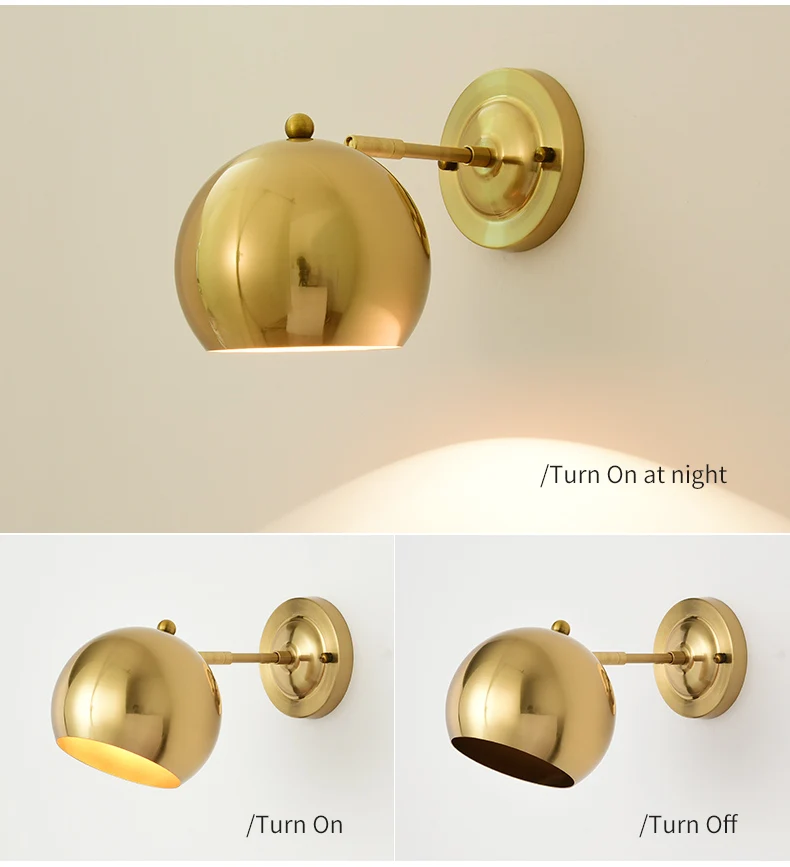 BOTIMI скандинавский светодиодный настенный светильник с металлическим абажуром для спальни, регулируемый золотой настенный светильник для чтения, современный прикроватный светильник
