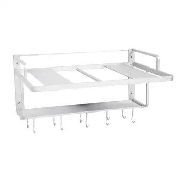 

1Pcs Microwave Oven Shelf Space Aluminum Double Layers Hanging Microwave Oven Rack Stand Kitchen Storage Shelf Organizer