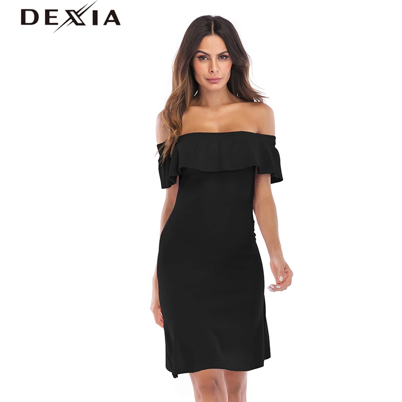 DEXIA/летнее черное Открытое Платье Vestidos De Fiesta вечерние свободные трапециевидные