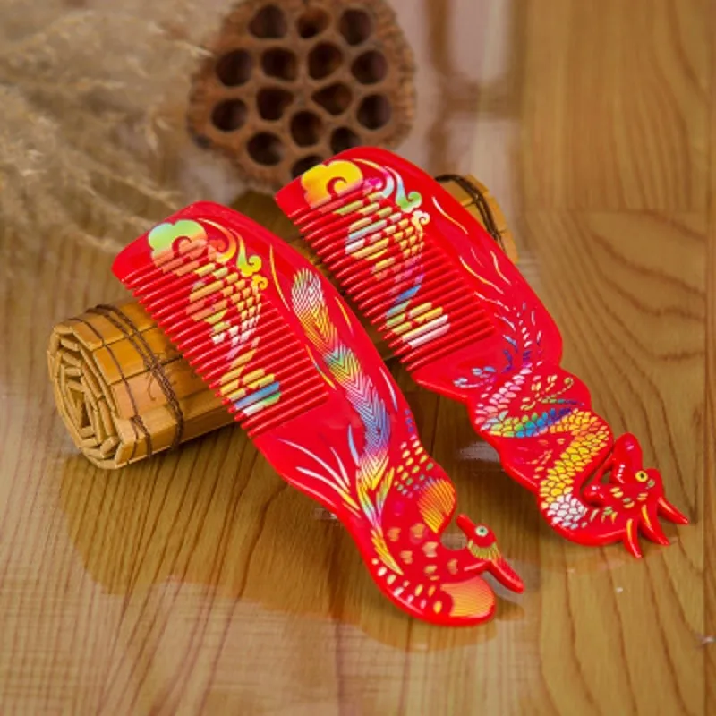 

Пару Свадебные принадлежности свадебный гребень для красной Головой Дракона и Феникс Пластик щетка для волос, парикмахерские брак горячая Распродажа по доступной цене