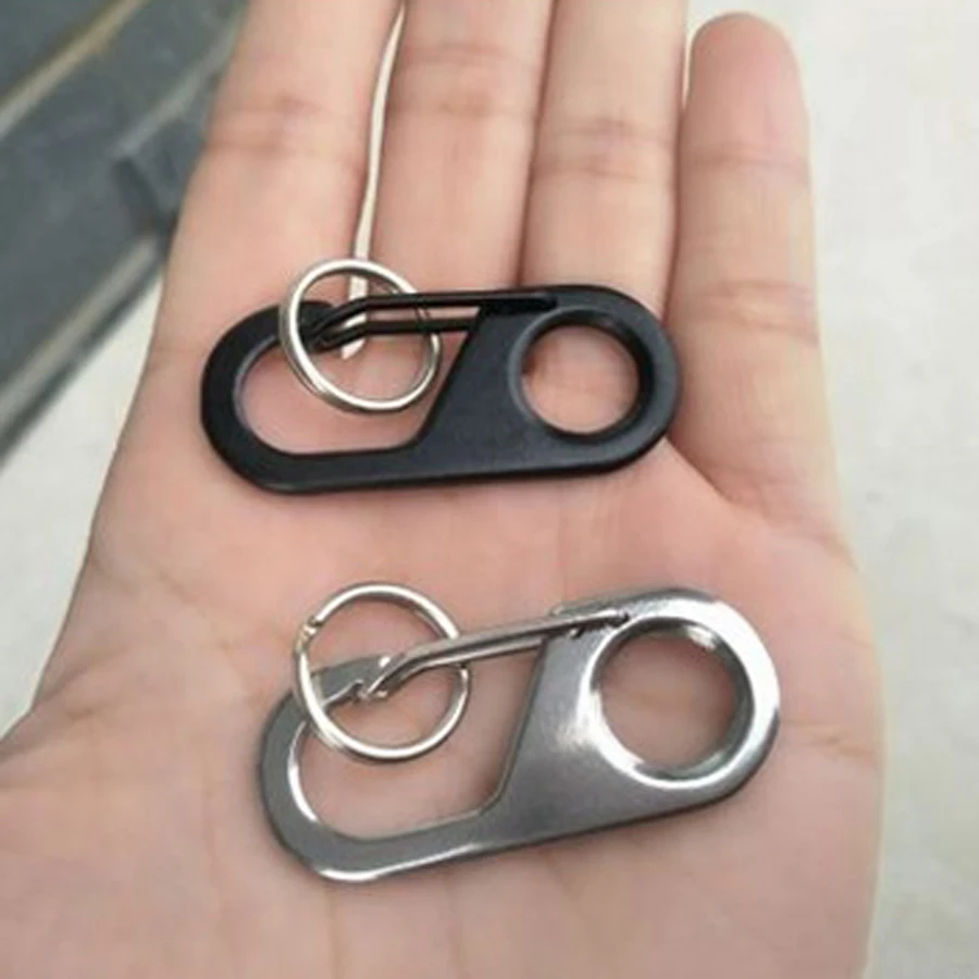 

10Pcs/lot Outdoor EDC equipment Camp Snap Safety Quick Hook Stainless Steel Carabiner Key chain Key Ring for camping HikingFW025