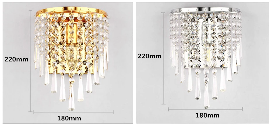 Современный художественный высококачественный кристалл E14 настенный светильник Европейский роскошный стиль Серебряный/золотой настенный светильник для дома спальни гостиной украшения