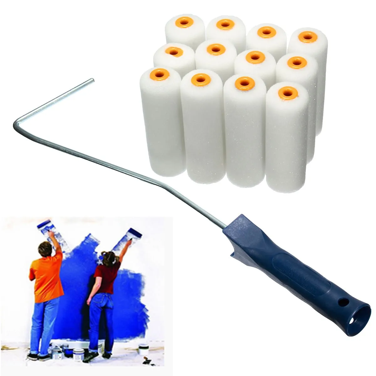 KiWarm 12PCS 100mm Durable Foam Paint Roller Sleeves Painting