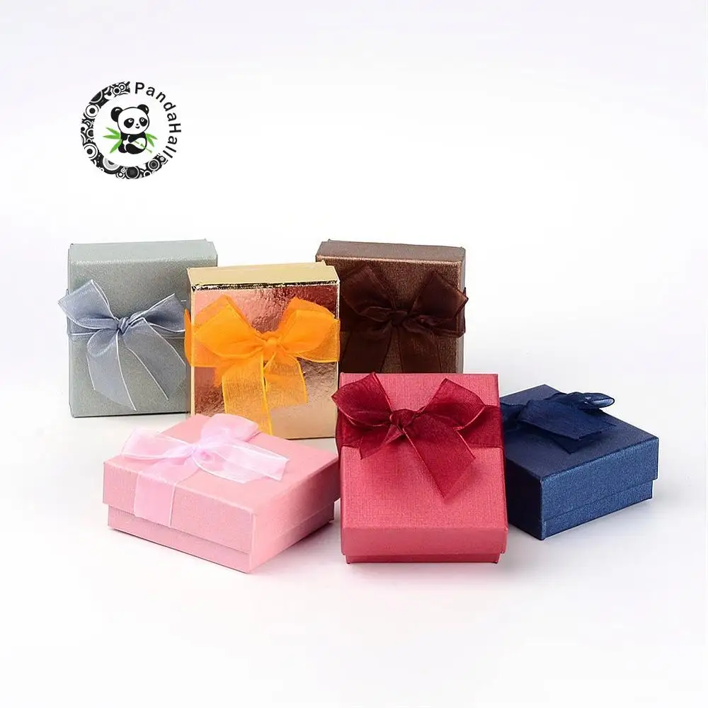 72pcs 7x8x3.2cm Rectangle Cardboard Gift Boxes Jewelry Accessories Packaging Set Boxes, Mixed