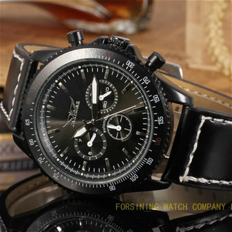 

Jargar Brand Business Style Black Dial 6 Hands Military Sports Watch Genuine Leather Strap Wristwatch javascript:;