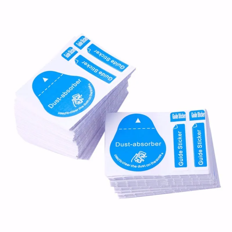 

50pcs/lot Blue Dust Removal Phone Screen Cleaning Tool All Phones 3 in 1 Dust-absorber + Guide Sticker Clear Dust on Screen Lens