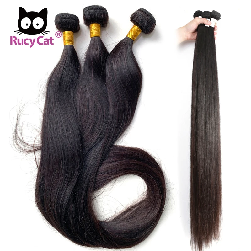 RucyCat 34 36 38 40 дюймов перуанский девственные волосы Weave Связки прямые 100%