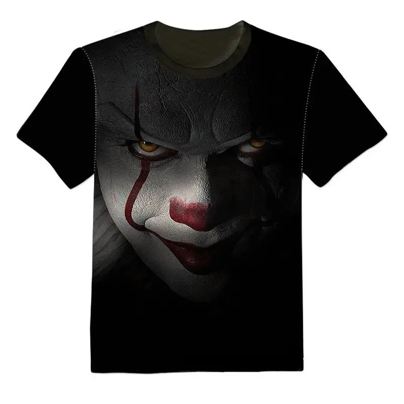 Новинка 2019 футболка с 3D принтом Стивен Кинг It Movie Pennywise хоррор клоун для мужчин и