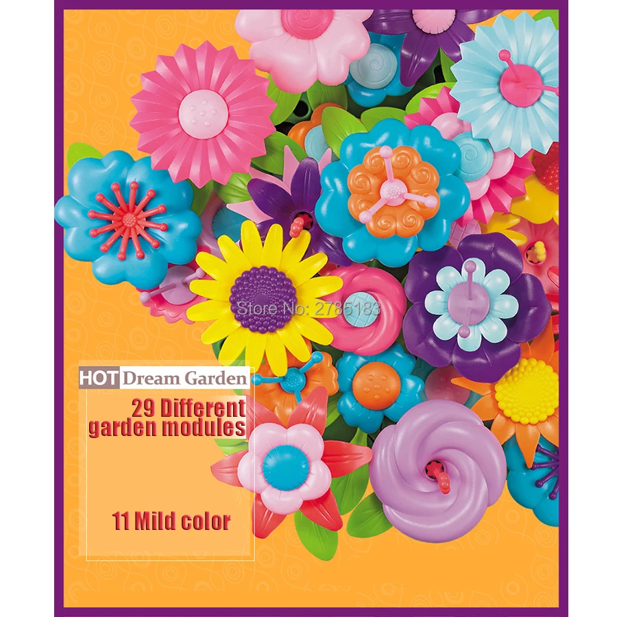 DIY Flower Build The Bouquet Dream garden Девочки Цветы соединяющиеся блоки, игрушки развивающие творческие ролевые игры игрушки 100 шт