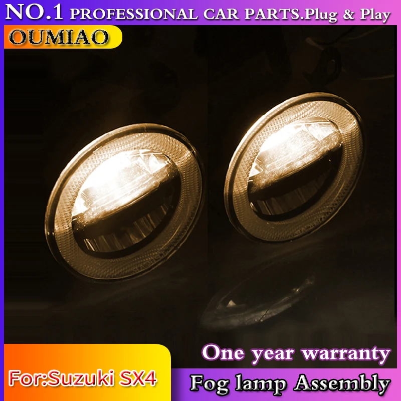 

OUMIAO Car-styling LED Daytime Running Light Fog Light For Suzuki SX4 2008-2014 LED Fog Lamp Angel Eyes DRL 3-IN-1 Functions