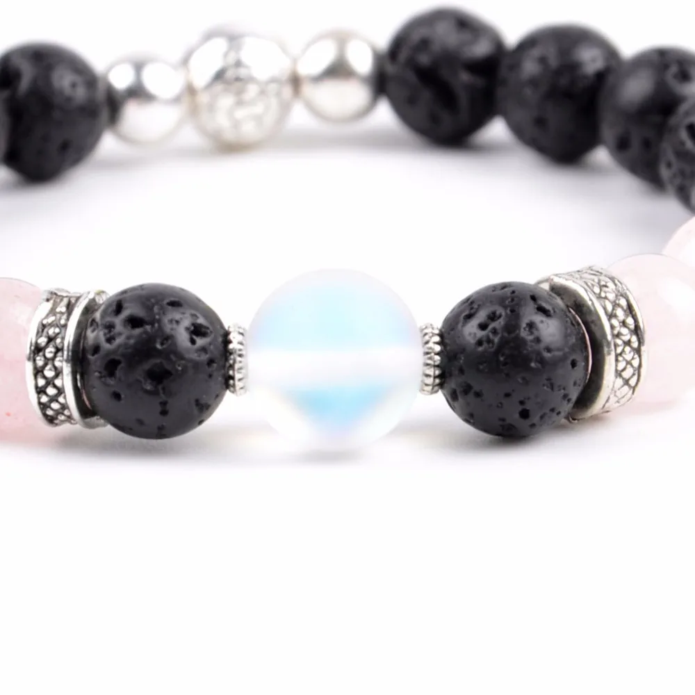 Drop Shipping Natural Stone Black Lava Rose Quartzs Beaded bracelets For Women Men Handmade Jewelry Gifts Fashion Jewelry