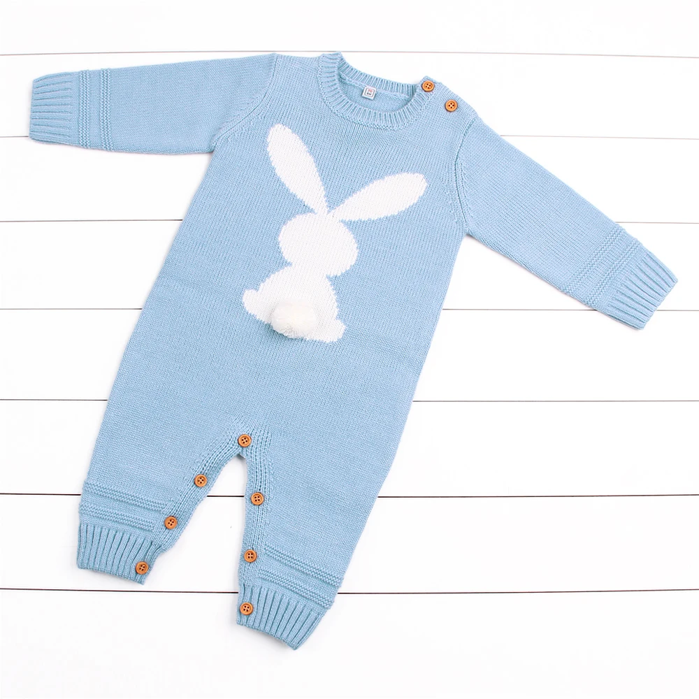 Г. Боди для маленьких девочек, зимний теплый цельный комбинезон для новорожденных мальчиков, милый вязаный костюм с длинными рукавами и рисунком кролика, пляжный костюм