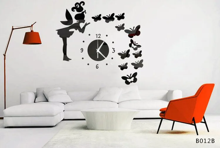 Креативные акриловые зеркальные настенные часы для учебы гостиной Наклейка на стену Лотус Ангел Дизайн Часы diy домашний декор