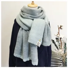 Женский шарф, милый зимний шерстяной вязаный шарф, теплый мягкий двусторонний шарф из хлопка для женщин и мужчин