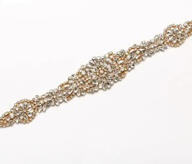 MissRDress Wedding Belt Rhinestones Sparkling Crystal Bridal Belt Gold Diamond Bridal Dress Sash For Wedding Accessories JK830 rhinestone appliques