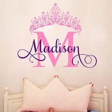 Por Plastic Crown Wall Decor G067 Personalise Custom Baby S Name Letter Words Princess Crown Vinyl Wall Decal Sticker For Kids Room Decor Art Decoration