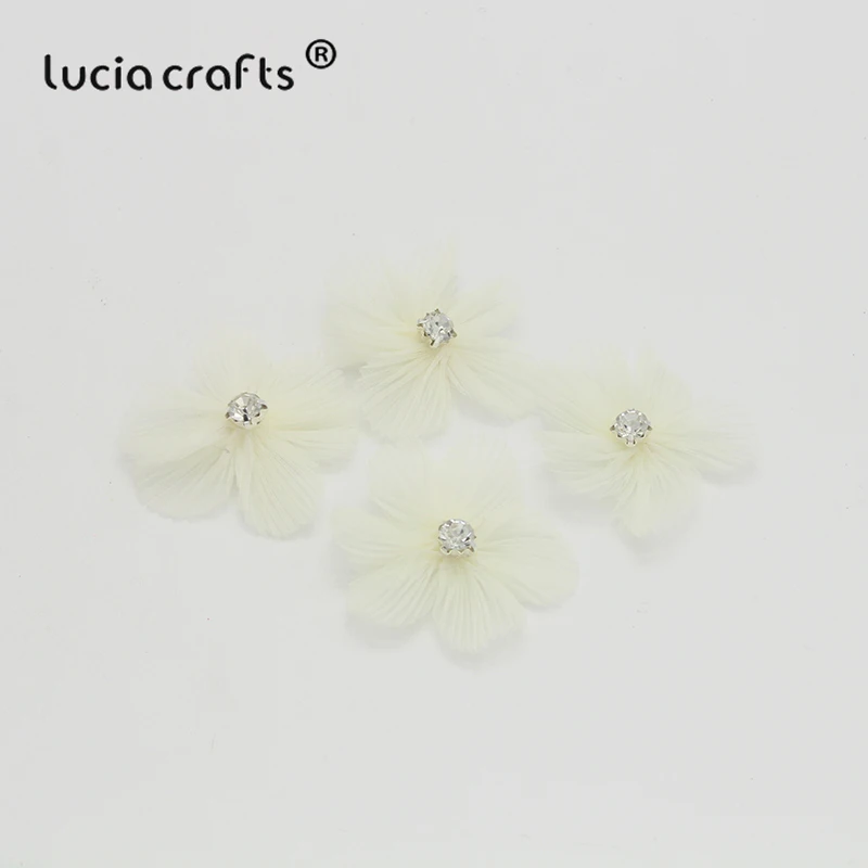 Lucia crafts 12 шт. 50 мм снег пряжа цветок со стразами бант головные уборы DIY шпильки Швейные аксессуары B0812