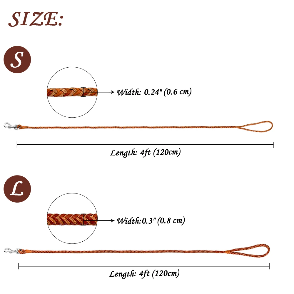 Поводок для маленьких собак, плетеный кожаный поводок для собак, щенков, свернутый поводок для кошек, поводок для питомцев, длина 4 фута, для французского бульдога, Бигль, для прогулок